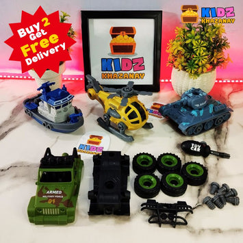 4-in-1 Build & Play Vehicle Set