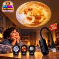 USB moon projector light with three interchangeable projection lenses