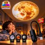 USB moon projector light with three interchangeable projection lenses