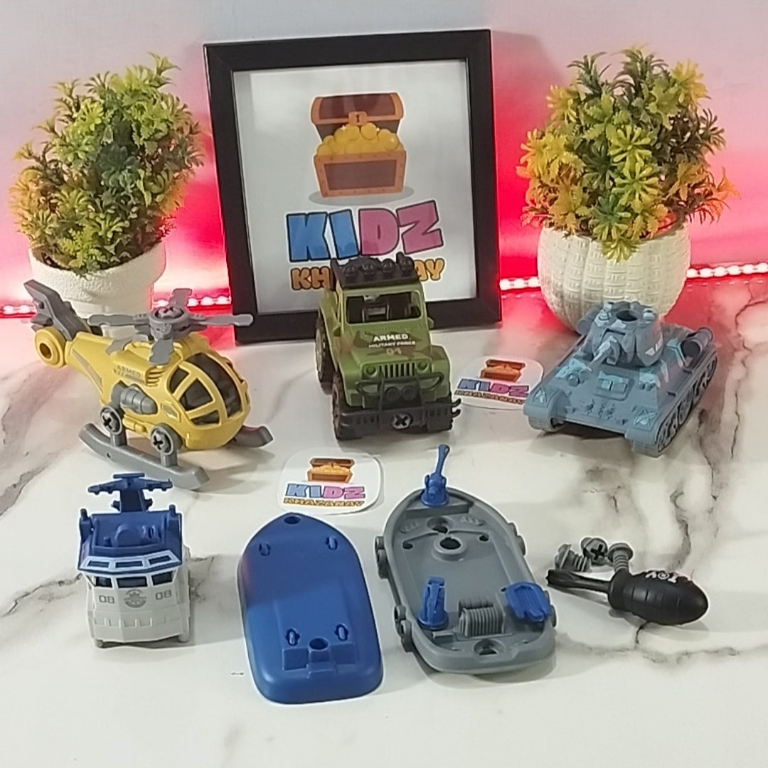 4-in-1 Build & Play Vehicle Set