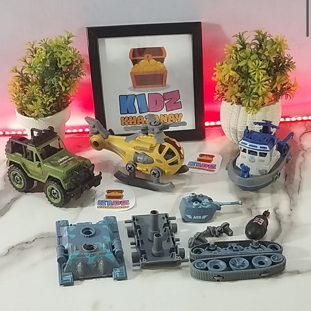 4-in-1 Build & Play Vehicle Set